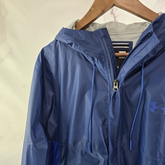 Under Armour Rain Jacket Men XL Blue Cloud Strike Storm Seam Gore Waterproof - Picture 2 of 14